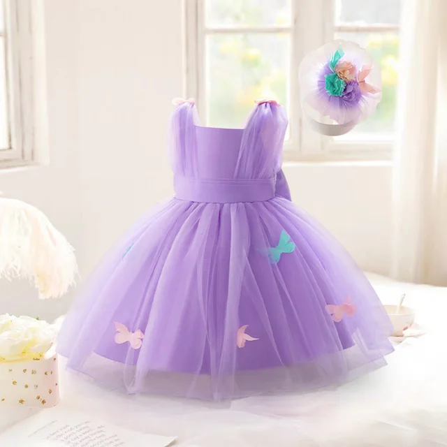 Vestito Bambina Farfalla Tulle - Ricamo Floreale, Senza Maniche, Per Feste - Foto 9