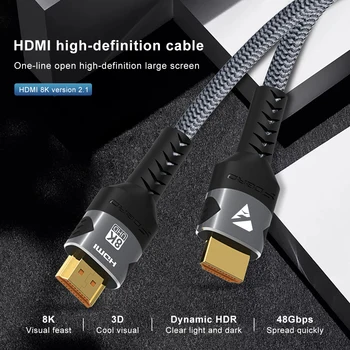 8K HDMI-Compatible Cable 4K@120Hz 8K@60Hz HDMI 2.1 Cable 48Gbps Adapter For RTX 3080 eARC HDR Video Cable PC Laptop TV box PS5 4