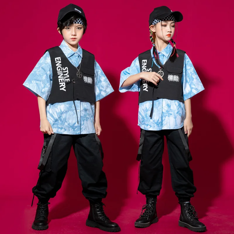 

Boys' Street Dance Set 2022 New Tie Dyed Cool Clothes Children's Walk Show Girls' Jazz Dance Performance Trendy Clothes
