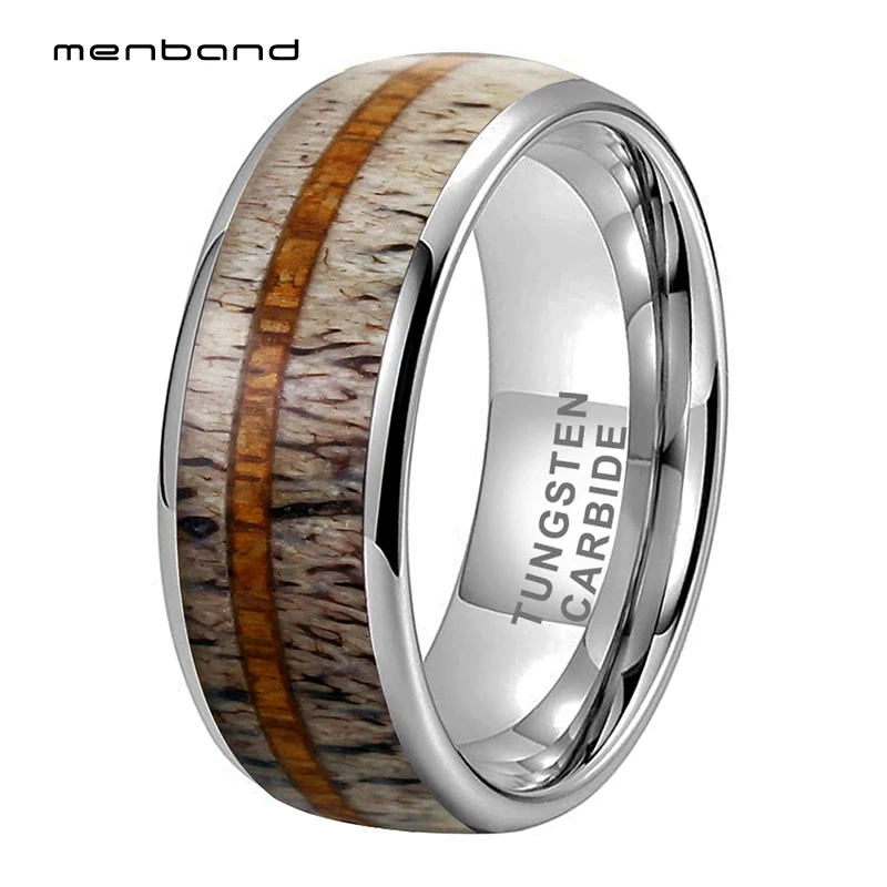 8mm Tungsten Carbide Rings Fashion Engagement Wedding Band Deer Antler