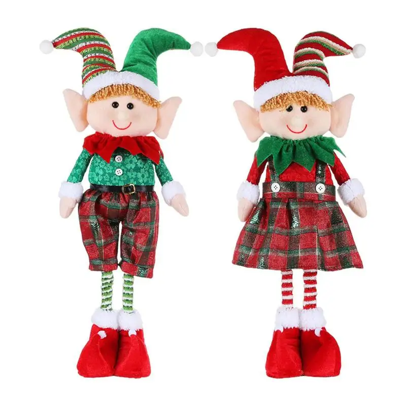 

Elf with Telescopic Legs Elf Couple Plush Dolls Toys Christmas Tree Pendant Drop Ornaments Plush Dolls Elf Table Ornaments