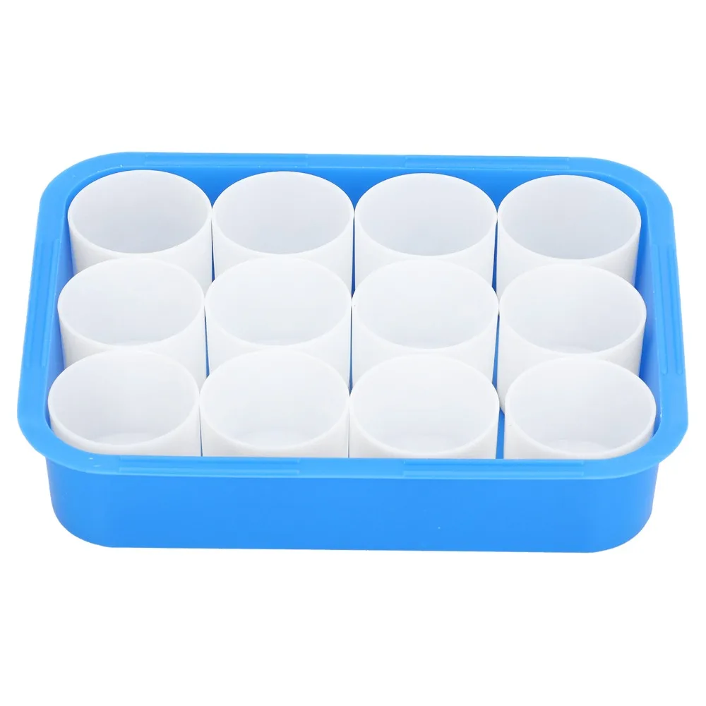 12PCS 내장형 컵 그루브 페인트 팔레트 솔리드 스무스 이너 월 아트 컬러 팔레트 경량 페인팅 믹싱 박스
