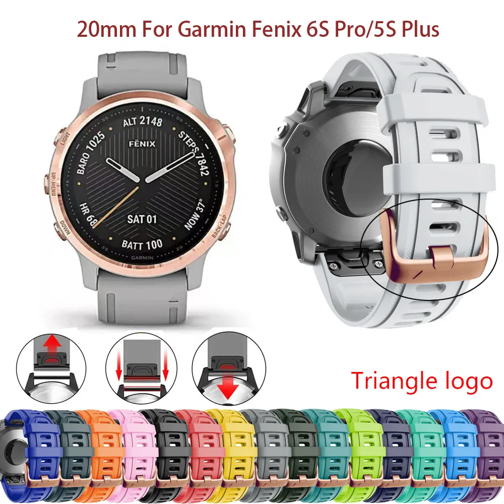 

20mm Smart Watch Bands For Garmin Fenix 7S 6 6S Pro 5 5S Plus Rose Gold Buckle Straps Quick Release Silicone Bracelet Wristbands