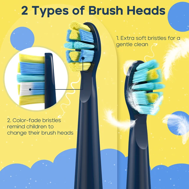 Seago Kids Electric Toothbrush for 6+Years 5 Modes Rechargeable IPX7 Waterproof Power Sonic Toothbrush Replacement Head SG-2303 2