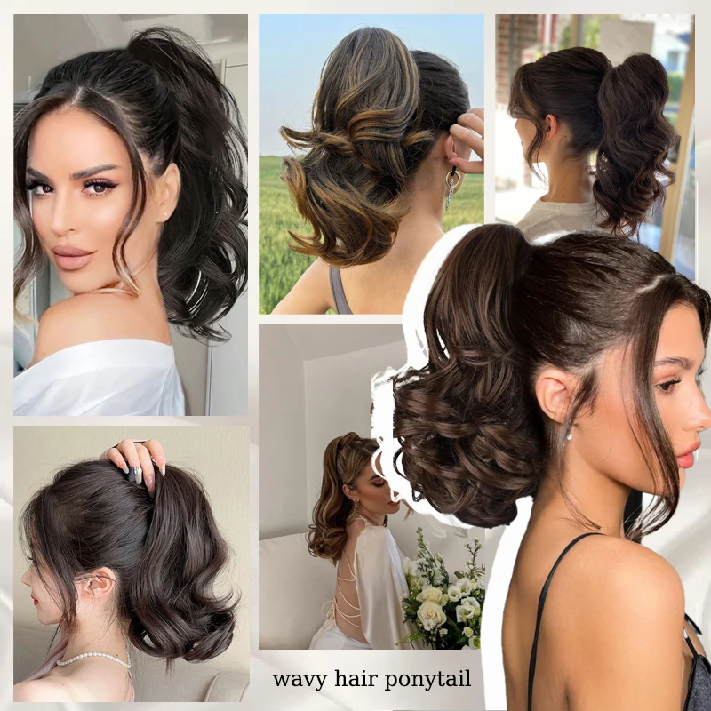 10inch Wavy Hair Ponytail Extensions Wig Claw Clip Effortless Curly Ponytail Hairpiece Crab Hair Clips for Women Daily Party Use