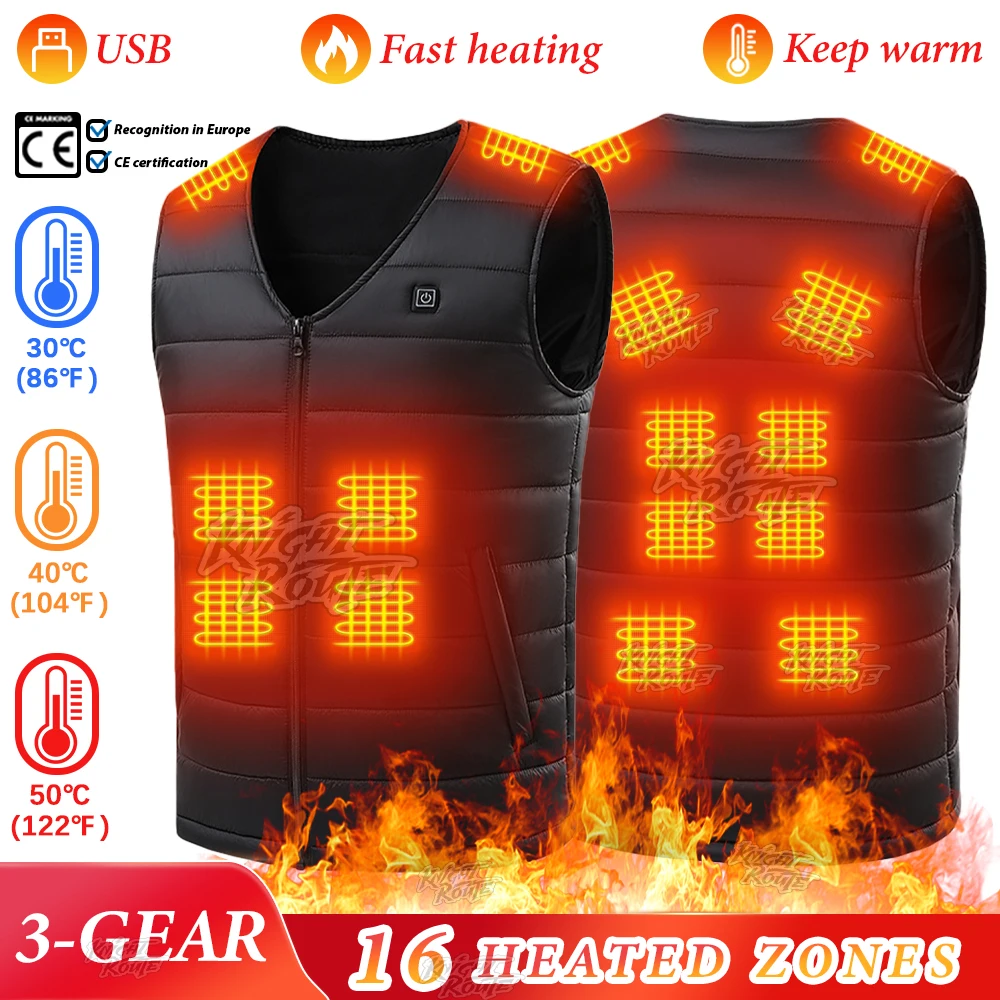 Self Heated jacket winter jacket Heating Vest Men's Thermal Women's USB Heated Vest Warm Clothing Fishing Camping Washable Winter 16Areas