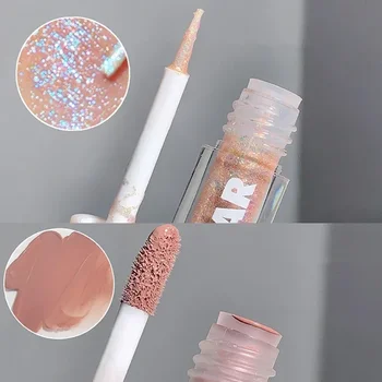 Heallor Haze Blue Liquid Eyeshadow Pen 2 In 1 Metallic Diamond Shiny Eye Liner Giltter Grey Shadow Cream Shimmer Brighten Cosmet - Thumbnail 4