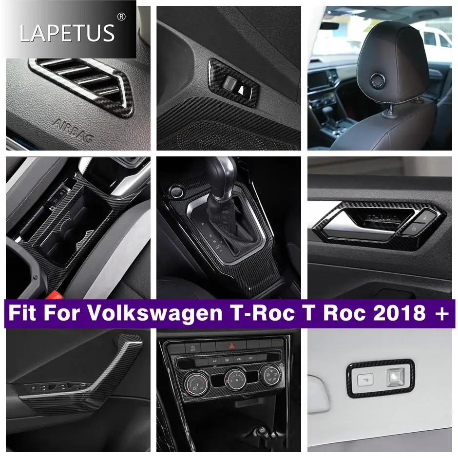 

Head Lights Switch / Door Handle Bowl / Gear Box Cover Trim For Volkswagen T-Roc T Roc 2018 - 2021 Car Carbon Fiber Accessories