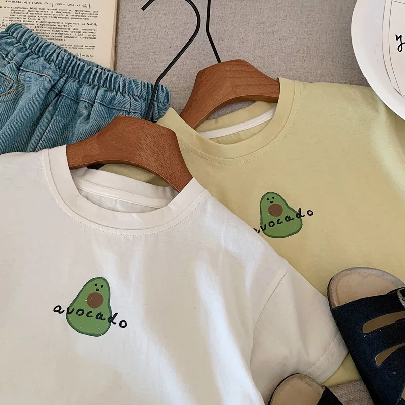 Cotton Summer Kids T Shirt Avocado Graphic Tee