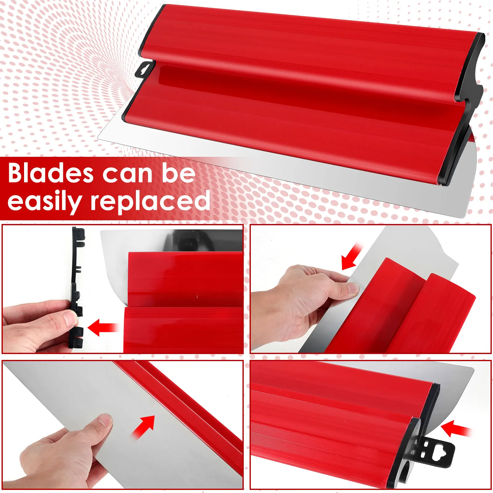 16 Inch Drywall Skimming Blade Precision 0.5mm Stainless Steel Blade Insert Smoothing Drywall Knife Spatula for Drywall Repair