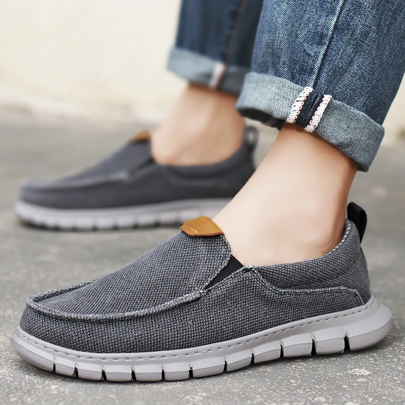 Sneakers Men's Shoes Casual Canvas Loafers Solid Color Slip On Flats Classic Comfortable Large Size Soft Breathable Male Shoes 4