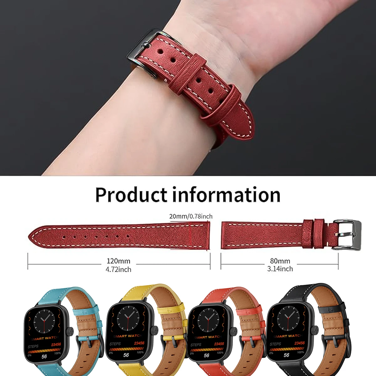 Vintage Leather Smartwatch Band - Elegant Replaceable Wristband Bracelet