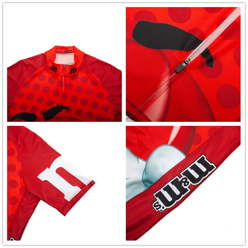 Red Cartoon Team Short Sleeve Summer Men's Cycling Jersey Set Sport MTB Cycling Clothing Bicycle Road Riding Set Bib Shorts