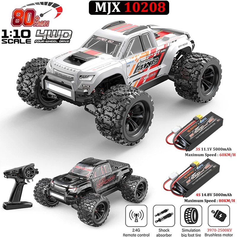 Hyper Go MJX 10208 V2 RC Car 1/10 2.4G 4WD 80KM/H High Speed