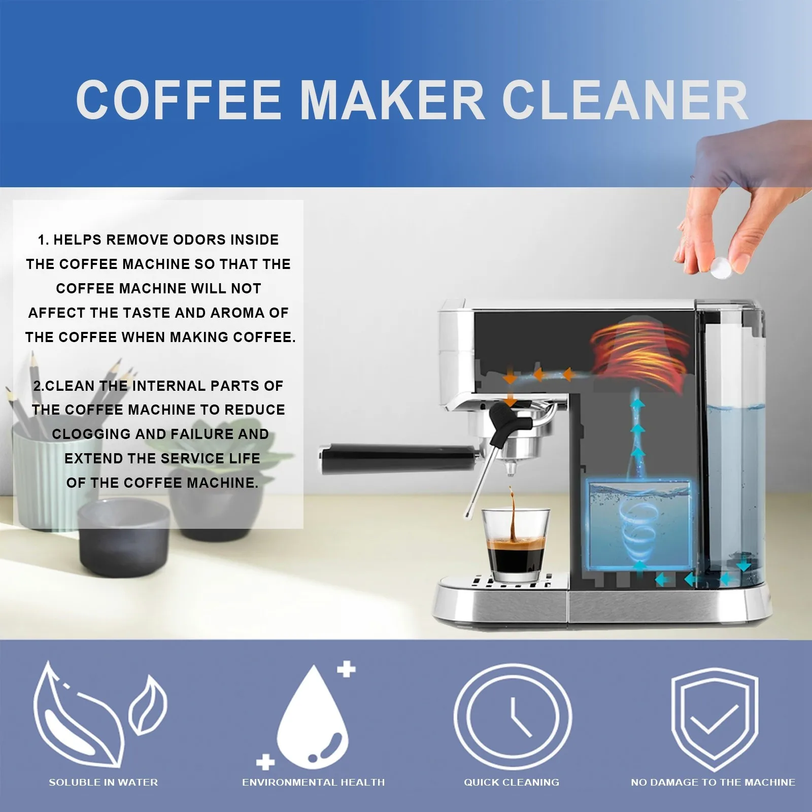 Coffee Machine Cleaning Tablet Effervescent Tablet Descaling Agent Get Ultimate Cleaning All-Purpose Cleaner Kitchen Accessories cleaning effervescent tablets coffee machine tablets