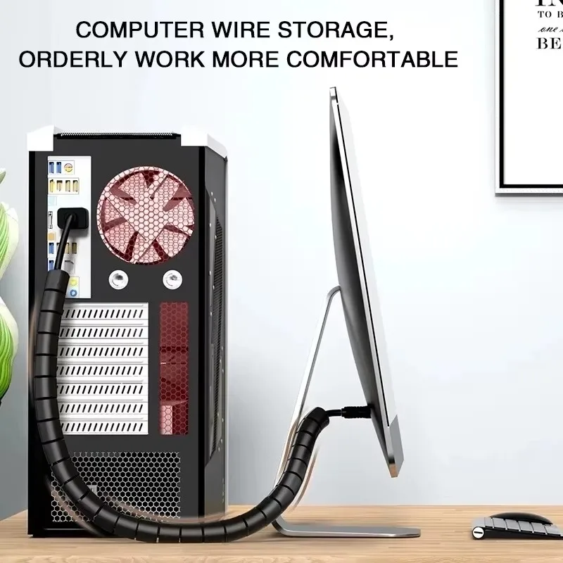 2M Flexible Spiral Cable Wire Protector Organizer Computer Cord Protective Tube Clip Management Tools 16/10mm cable organizer cable protector cable wire protector
