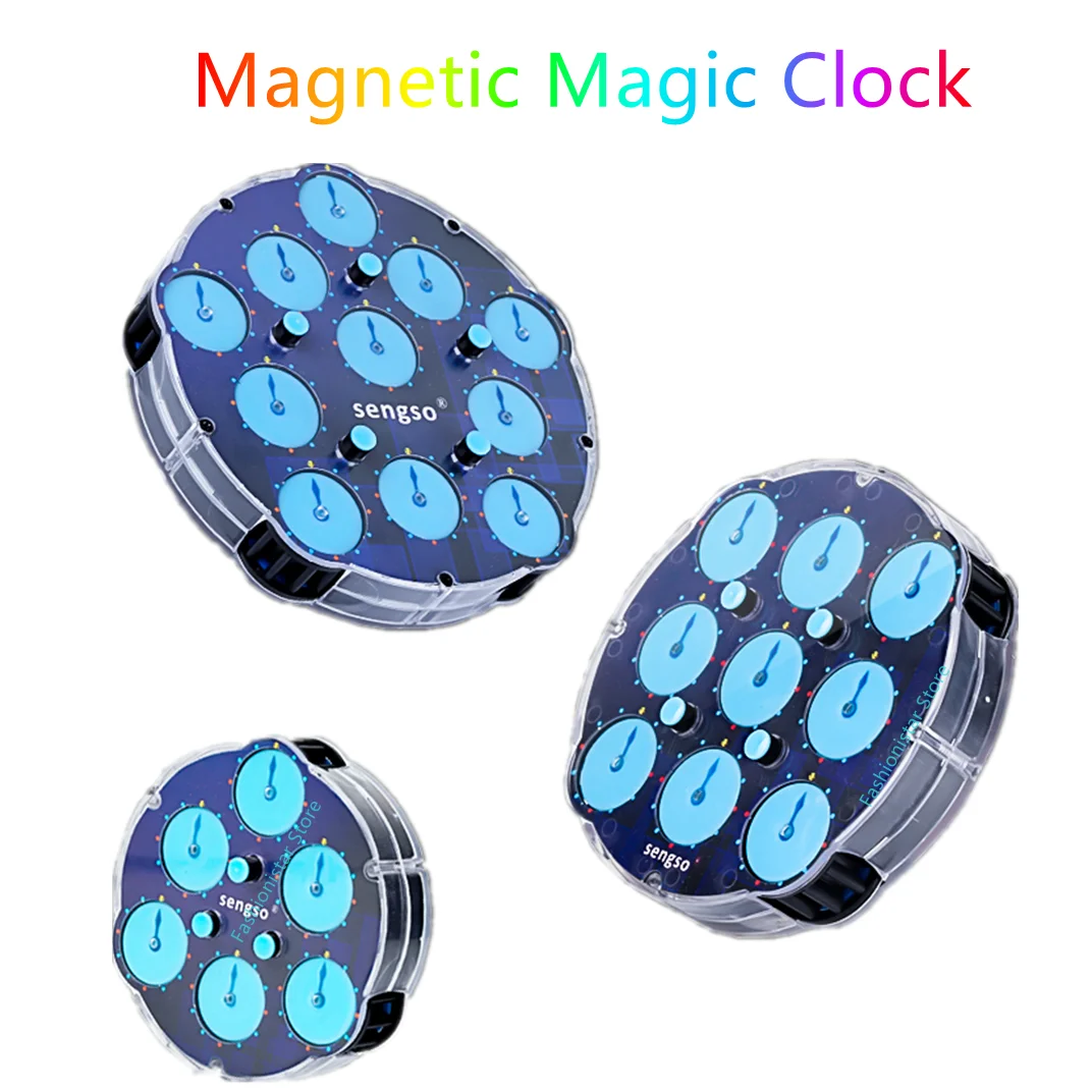 Sengso Magnetic Magic Clock 3X3X3 Magic Clock 4X4 Magic Clock 5X5 Magic Clock 3X3 Magic Cube Clock Magnetic Speed Cube Clock Toy 3X3 Magnetic Magic Cl