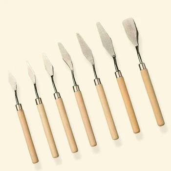 7PCS/Set Oil Painting Scraper Set Paint Wood Handle Palette Knife Art Gouache Paint Painting Scraper 3