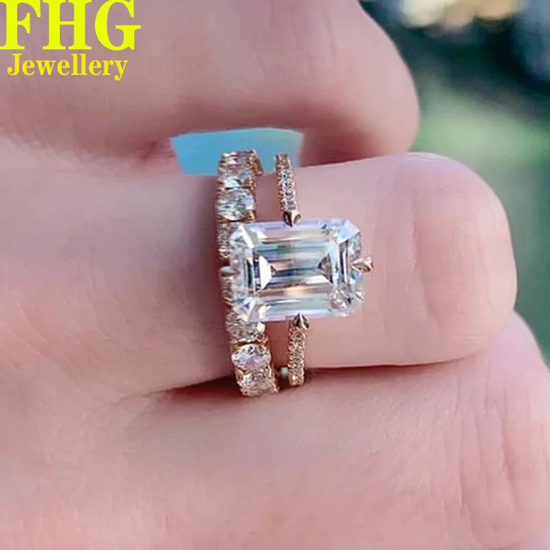 

1 2 3 4 5Carat Emerald Shape Solid Au585 14K White Gold Ring DVVS Moissanite Diamonds Wedding Party Engagement Anniversary Ring