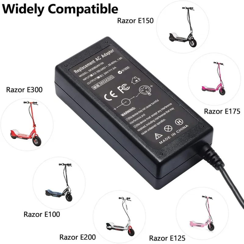 Universal 24V Scooter Battery Charger - 3A/5A Power Output