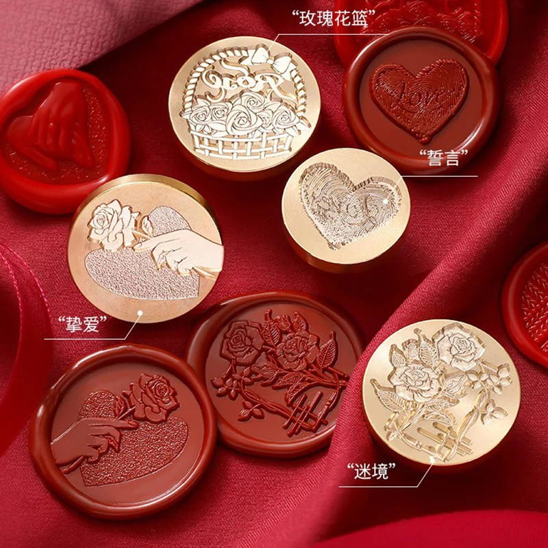 Valentine's Day Rose Romance love Wedding fire lacquer stamp Invitation letter decoration gifts Envelope packaging handmade DIY 18pcs aesthetic journal envelope decoration sealing sticker creative diy cute fire paint stamp stickers kawaii stationery