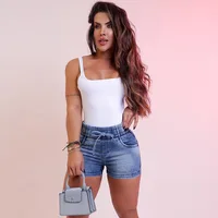 DongCMY Luxury fashion slim spring/summer new slim denim shorts women's high waist elastic waist lace-up hot pants - Image 3