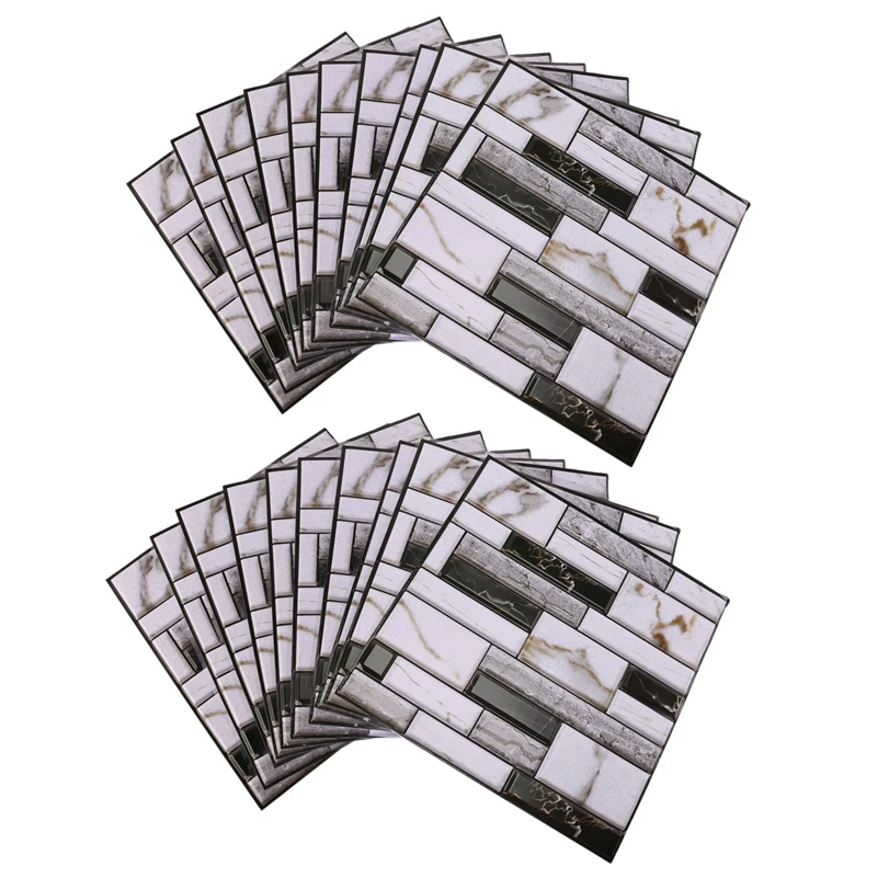 

20 Pcs Wall Tile Sticker Home Bathroom Kitchen Brick 3D Wall Decor Stickers Tile Art Backsplash Wall Decoration 30X30cm