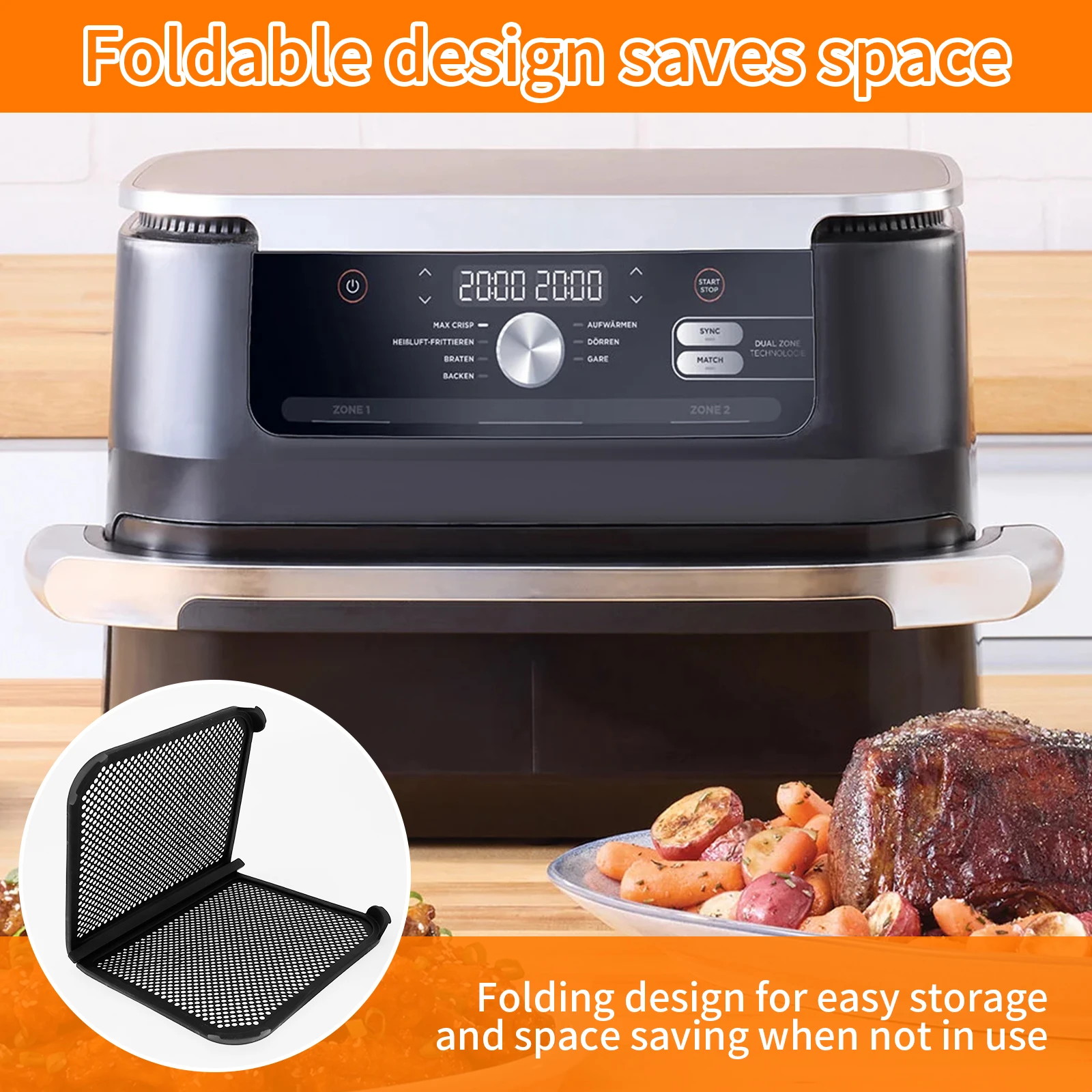 Air Fryer Splatter Guard for Ninja Air Fryer AF500EU AF300 Reusable Silicone Splash Pad Baking Tools Dishwasher Safe
