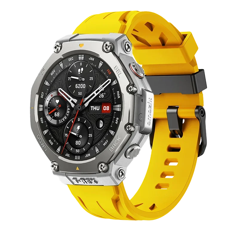 Breathable Black Silicone Strap with Metal Connector - Adjustable Sport Wristband