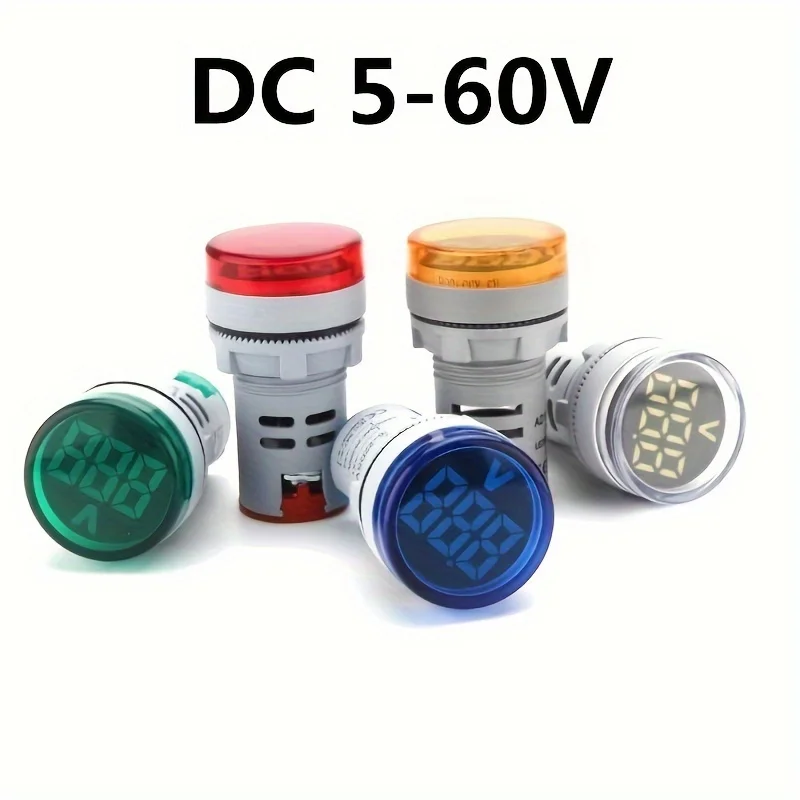 1개 22mm 원형 미니 디지털 전압계 DC 5-60V
