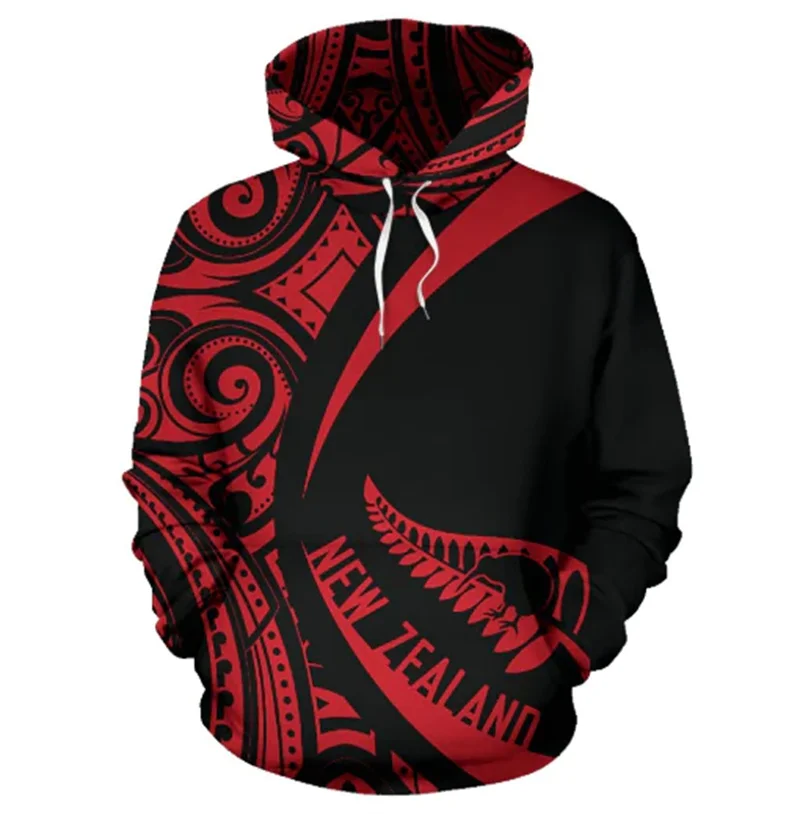 Sudadera con capucha con estampado 3D de la bandera de Nueva Zelanda y helecho kiwi plateado, novedad de Y2k, sudaderas con capucha y sudaderas para hombres, jerseys, ropa para mujeres
