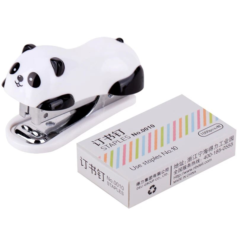 DELI Cartoon Mini Stapler Set Stapling Machine With 1000 pcs No.10 Staples Office School Binding Supplies Manual Cute Staplers