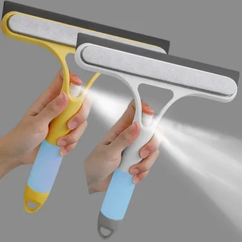 Glass Wiper Integrated Water Bottle With Nozzle Multifunctional Household Silicone Wiper Spray Window Brush Car Window Glass Wiper