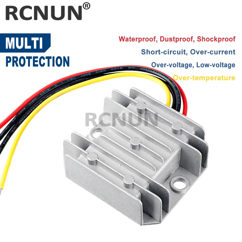 RCNUN 차량용 LED 벅 모듈 전원 공급 장치, 8-60V-5V 10A 스텝 다운 DC 컨버터, 12V 24V 36V 48V-5V 50W