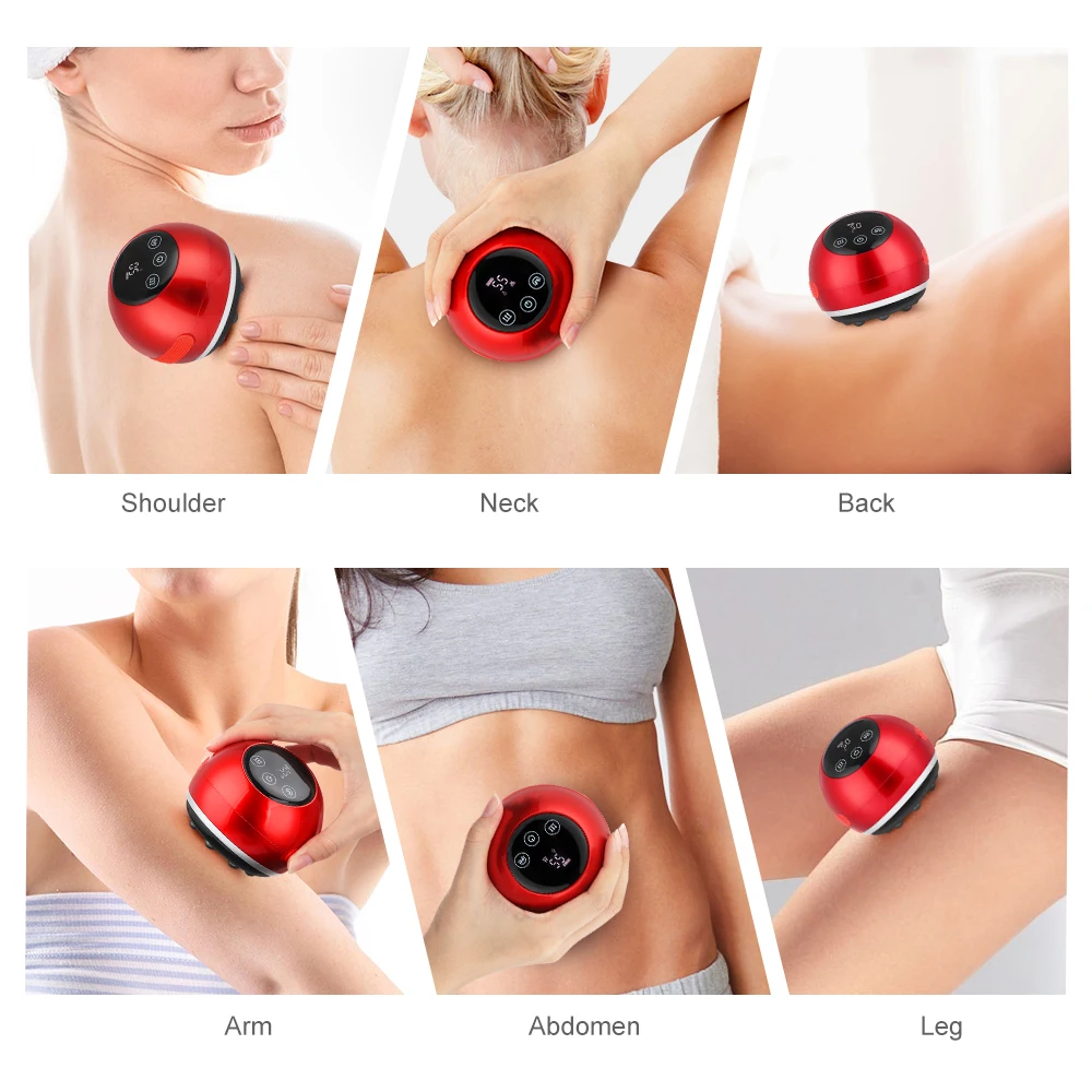3 In 1 Electric Vacuum Cupping Device Body Massager Scraping Cup Led Light Hot Compress Detoxification Back Neck Relax Massager 6