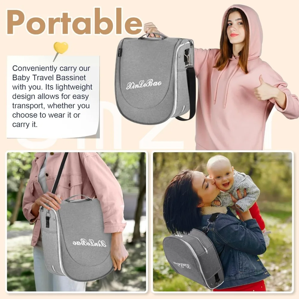Baby Travel Bassinet Portable Bassinets - Foldable Baby Co-Sleeping Bed Lightweight Travel Pod Infant Travel Bed 5
