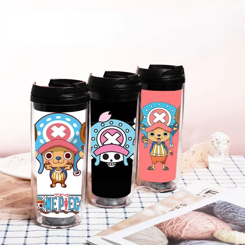 

One Piece Luffy Cup Animation Peripheral Straw Cup Double-layer Plastic Accompanying Cup Insulation Water Cup Is The Best Gift