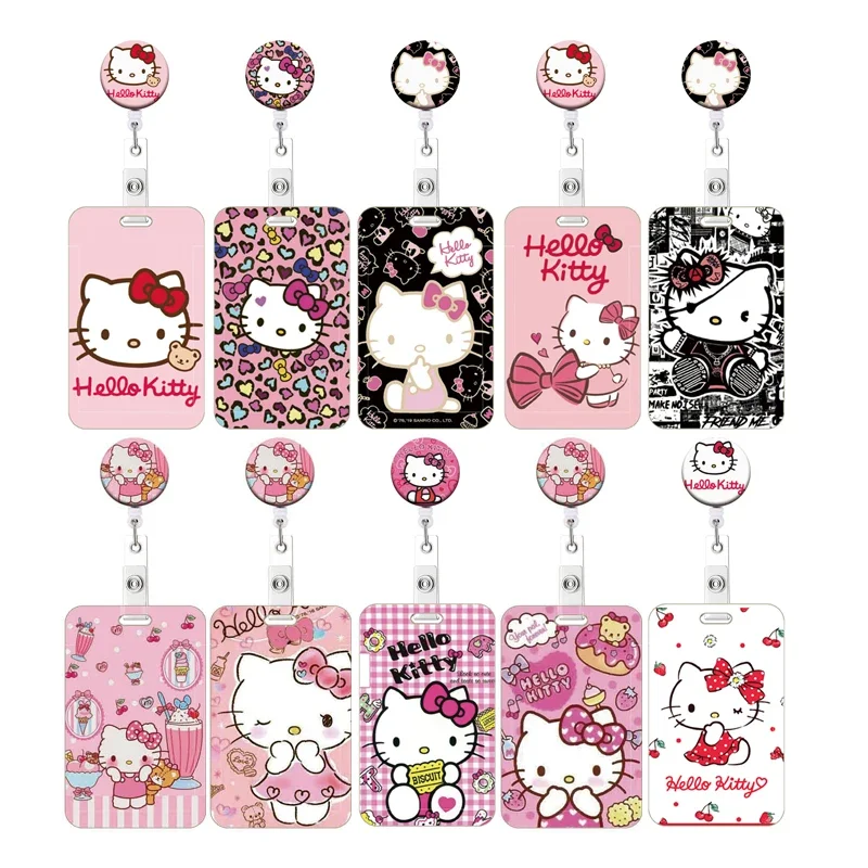 Cartoon Hello Kitty Clip Retrattile Porta Carte D'Identità Porta Porta Porta Porta Porta Yoyo Ragazze Titolari Di Carte Infermiera Hang Fibbia Credent