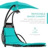 Hanging LED-Lit Curved Chaise Lounge Chair Swing for Backyard, Patio, Lawn w/ 3 Light Modes, Durable Weatherproof Cushion 5