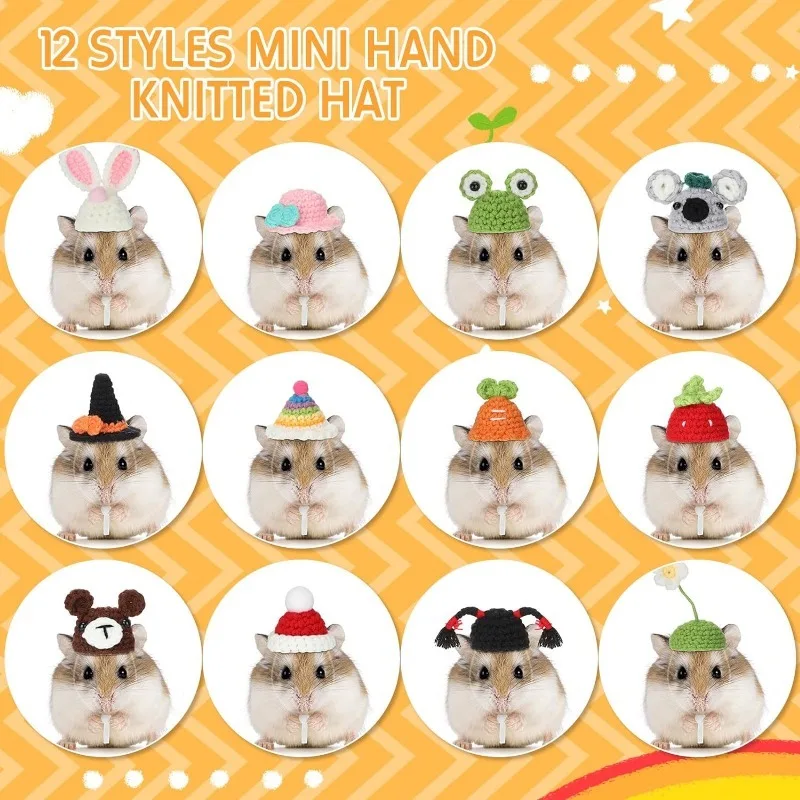 6Pcs Hamster Mini Hat Snake Critter Guinea Pig Clothes Cute Little Mouse Lizard Holiday Party Costume Accessories Pet Supplies