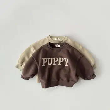 2025 Autumn New Baby Letter Print Sweatshirt Children Long Sleeve Casual Pullover Infant Boys Girls Cotton Sweatshirt Clothes