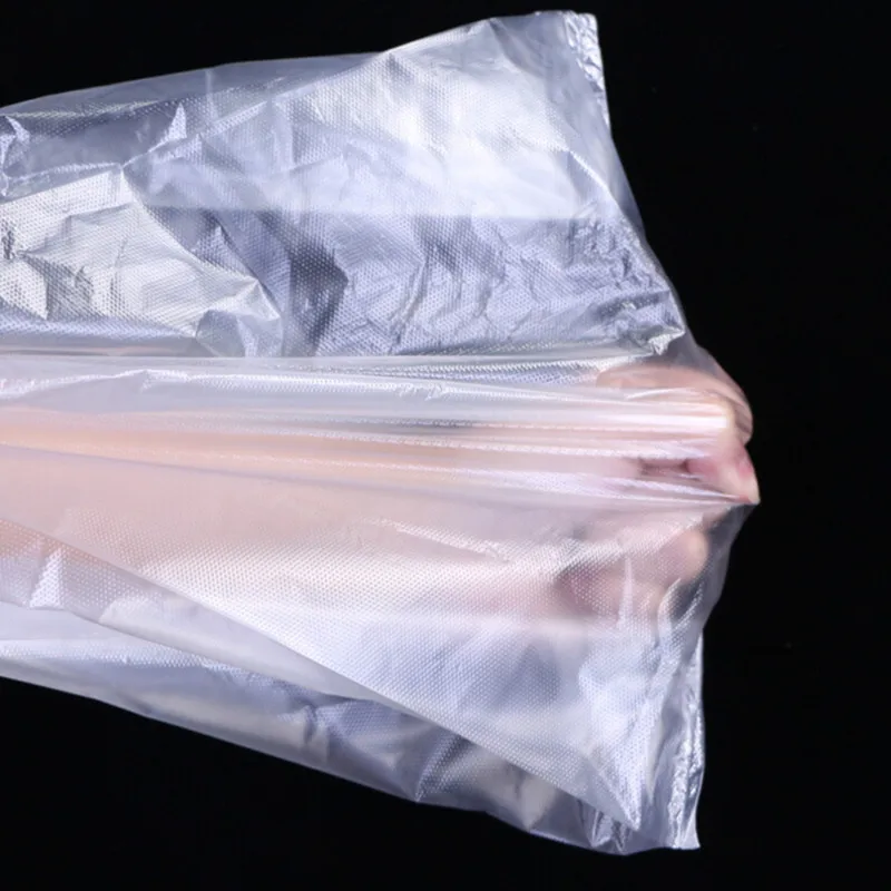 100 Stück Supermarkt-Plastiktüten mit Griff, nützliche transparente Einkaufstüten auf Rolle für Lebensmittelverpackungen und Frischhaltung – Detail 1