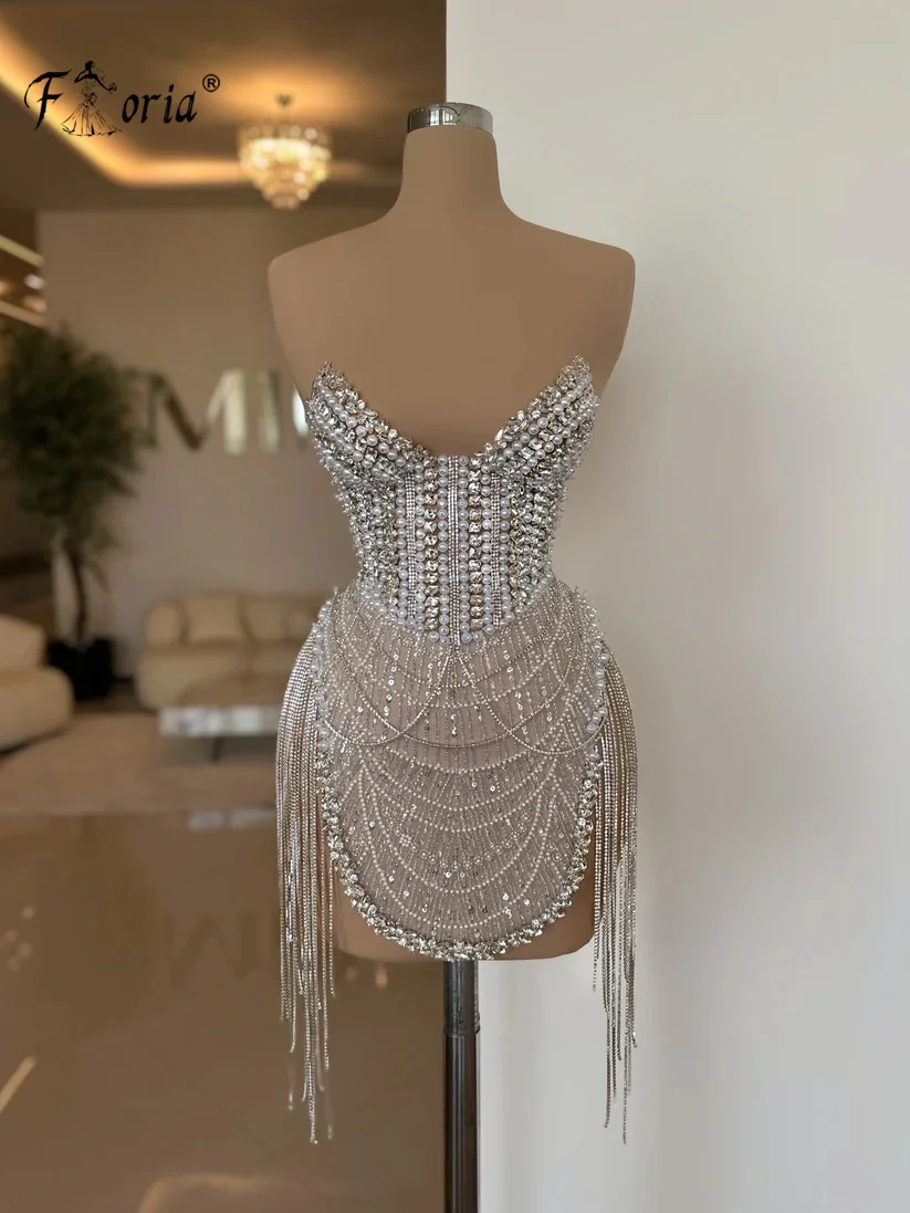 

Bling Bling Crystal Laser Diamond Cocktail Dress Sexy Sheer Neckline Tassels Fringe Beads Birthday Party Dress Prom Club Costume