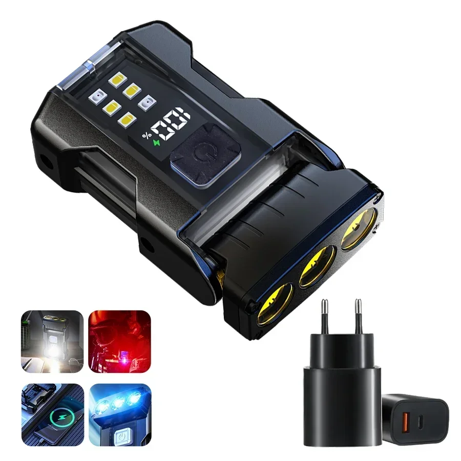 مصباح يدوي LED محمول، بطارية مدمجة من النوع C، ضوء...