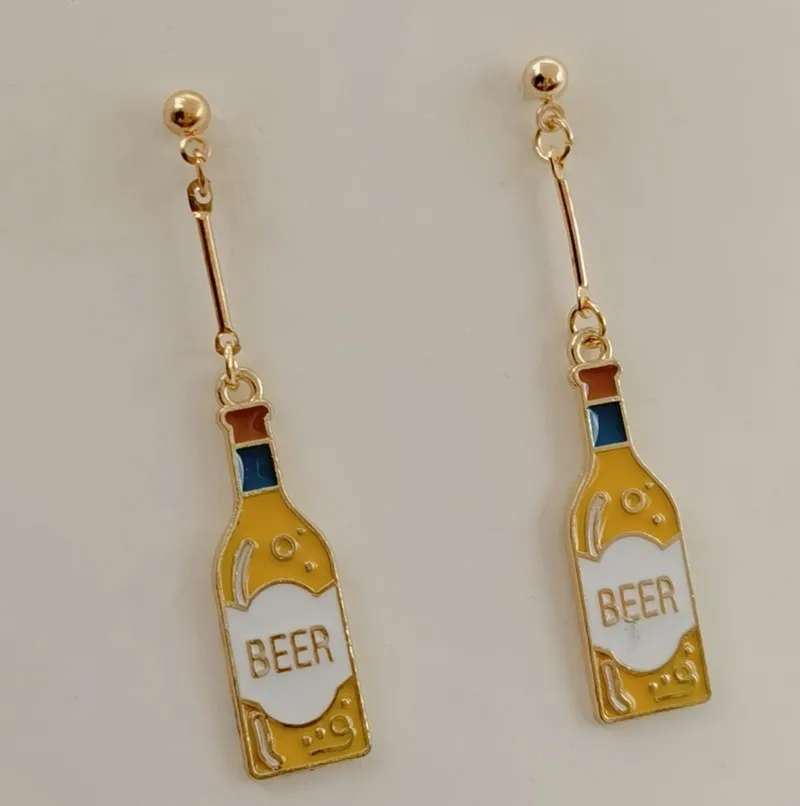 Wine Beer Earrings, Mini Food Earrings, Mini Food Jewelry Handmade Jewelry, Mini Food Jewelry Gifts for Wine Lovers