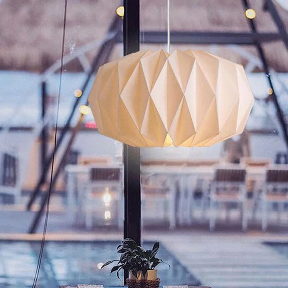 Paper Lantern Shade Nordic Style Chandelier Lamp Shade Creative Hanging Lamp Cover Origami Pendant Lampshade Living Room Decor