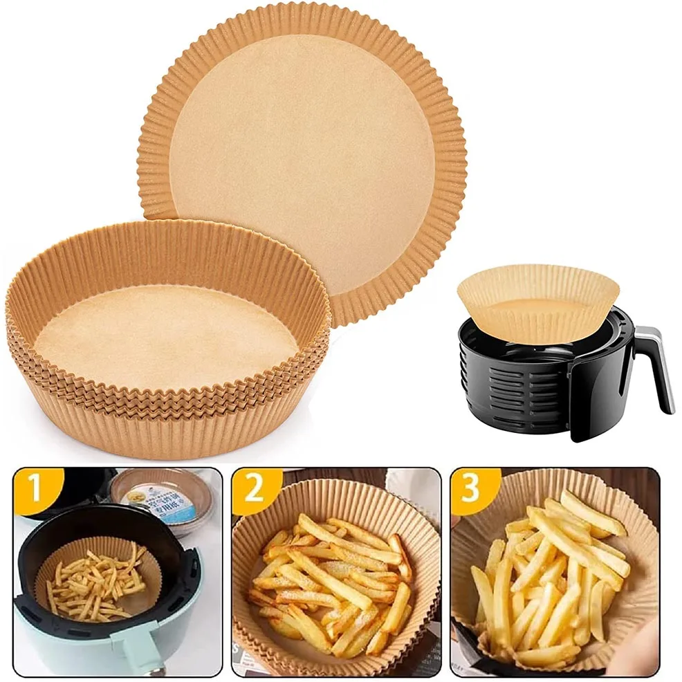 Air Fryer Liners Disposable Air Fryer Liners Air Fryer Paper Air Fryer Accessories Non-Stick Disposable Air Fryer Liners Oil-Proof and Oil-Absorbing Air Fryer Baking Paper Liner for Barbecue Plate Round Oven Pa