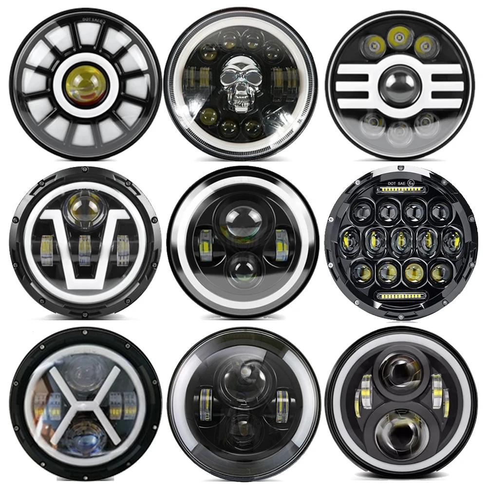 

Running Lights 40W Car Led H4 7inch Car Accessories Angel Eyes Led Headlight For Lada Niva 4X4 Off road Uaz Hunter Hummer
