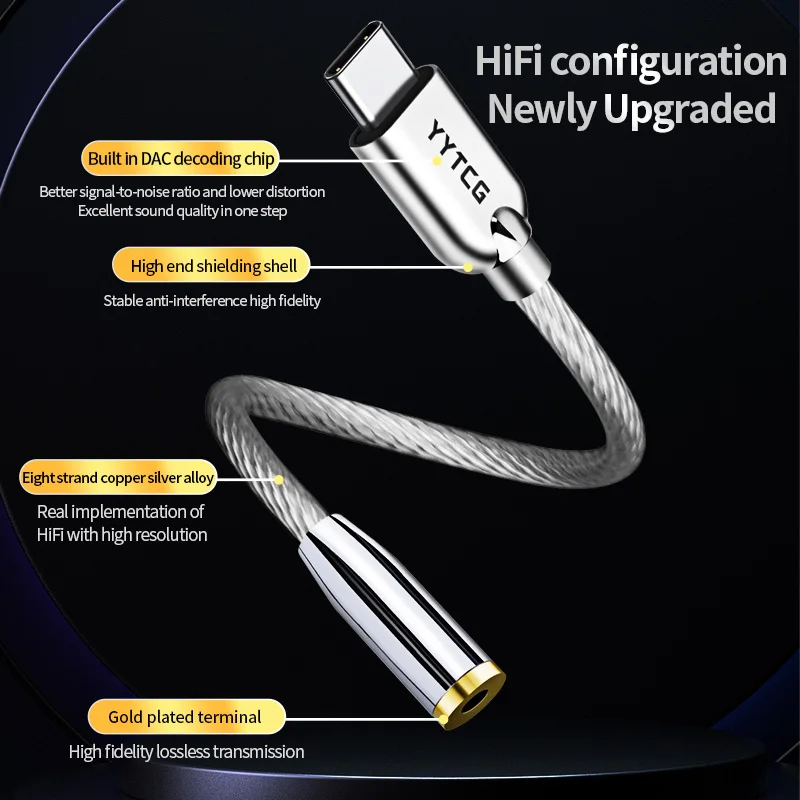Audio Converter Adapter USB Type C to 3.5mm Jack Earphone Adapter USB C 3.5mm AUX Earphone Converter DAC Chip For Xiaomi Mi10 HUAWEI P30 Samsung Galaxy