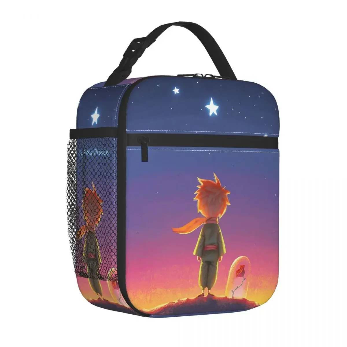 

Изолированная сумка для ланча The Little Prince, Термосумка, контейнер для еды, Герметичная сумка-тоут с принтом звезд и роз, для девочек и мальчиков, для офиса и улицы